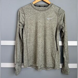 Nike Heathered Olive Performance Long Sleeve Top